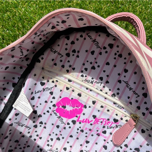 Betsey Johnson Pink Chevron Backpack - Picture 15 of 16